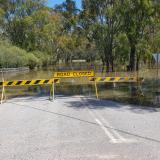 A closed road due to flooding
