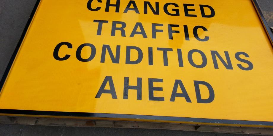 Changed traffic conditions ahead